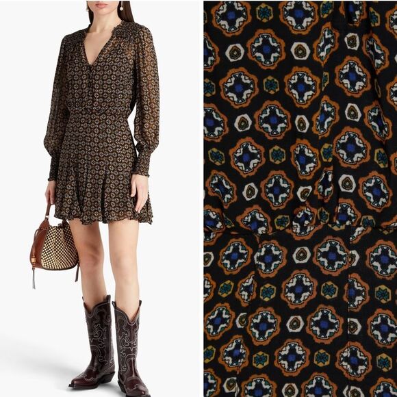 NWT VERONICA BEARD Sacchi printed chiffon mini dress Size 0